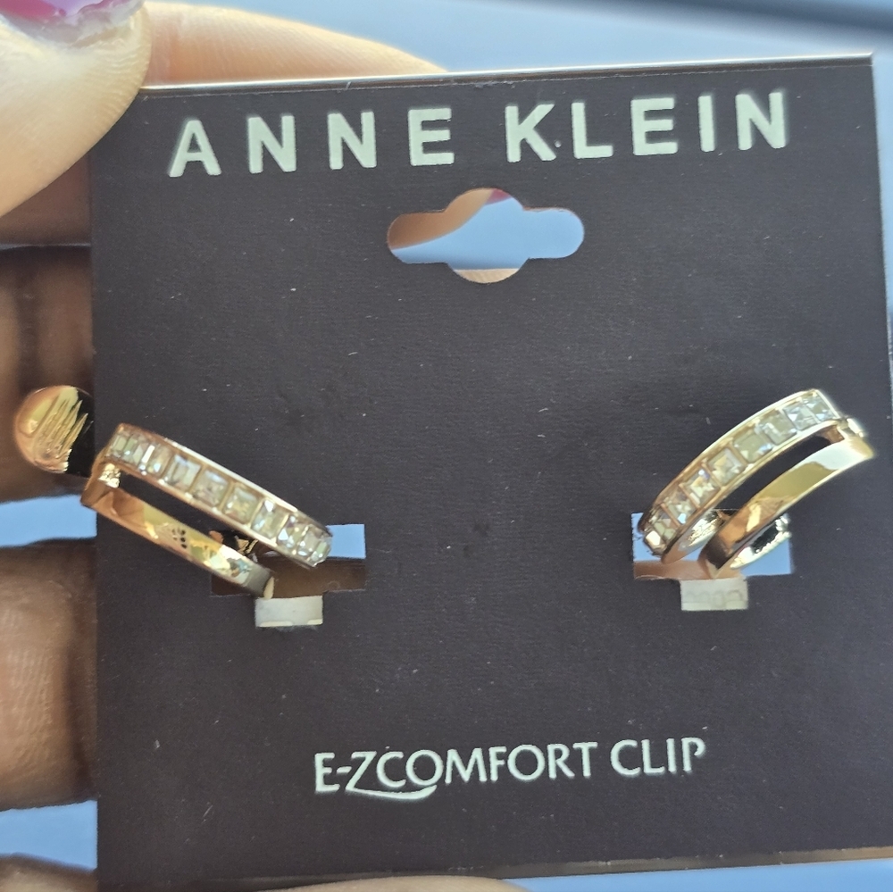 Anne Klein Gold and Silver Crystal Earrings New Women